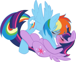 Size: 3559x2917 | Tagged: safe, artist:ambris, artist:barrfind, rainbow dash, twilight sparkle, alicorn, pegasus, pony, g4, blushing, duo, female, high res, holding, kiss on the lips, kissing, lesbian, mare, ship:twidash, shipping, simple background, transparent background, twilight sparkle (alicorn)