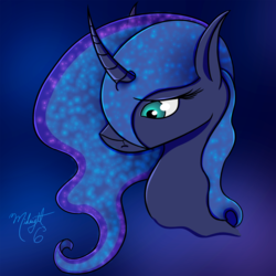 Size: 1000x1000 | Tagged: safe, artist:midnightsix3, princess luna, lunadoodle, g4, curved horn, female, horn, solo