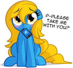 Size: 2269x2121 | Tagged: safe, artist:furrgroup, oc, oc only, oc:internet explorer, earth pony, pony, begging, blushing, bronybait, browser ponies, cellphone, cute, dialogue, female, floppy ears, harsher in hindsight, high res, internet explorer, internet explorer drama, looking at you, mouth hold, phone, ponified, sad, simple background, sitting, smartphone, solo