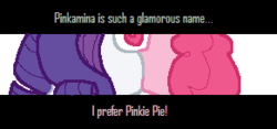 Size: 291x136 | Tagged: safe, artist:star-cannon, pinkie pie, rarity, g4, female, kissing, lesbian, ship:raripie, shipping