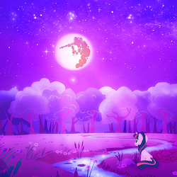 Size: 900x900 | Tagged: safe, artist:jessicacasciotta88, twilight sparkle, g4, female, mare in the moon, moon, night, night sky, river, solo, stream