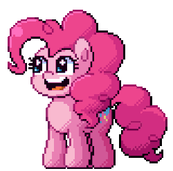 Size: 360x356 | Tagged: safe, artist:mrponiator, pinkie pie, earth pony, pony, g4, animated, bouncing, female, happy, idle animation, mare, mlpgdraws, open mouth, pixel art, simple background, solo, style emulation, transparent background