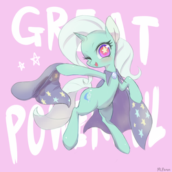 Size: 1000x1000 | Tagged: safe, artist:mlpanon, trixie, pony, g4, bipedal, blushing, cute, diatrixes, female, solo, style emulation, wink