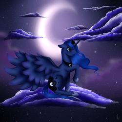 Size: 1000x1000 | Tagged: safe, artist:xkittyblue, princess luna, g4, female, solo