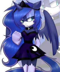 Size: 1900x2300 | Tagged: safe, artist:farfromserious, princess luna, anthro, g4, female, solo, sonic the hedgehog (series), sonicified