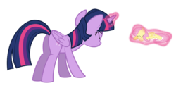 Size: 12500x6250 | Tagged: safe, artist:byteslice, fluttershy, twilight sparkle, alicorn, pony, bats!, g4, .svg available, absurd resolution, duo, female, magic, mare, simple background, transparent background, twilight sparkle (alicorn), vector