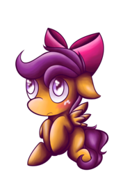 Size: 2480x3508 | Tagged: safe, artist:wendy-the-creeper, scootaloo, g4, apple bloom's bow, blushing, cute, cutealoo, female, high res, solo