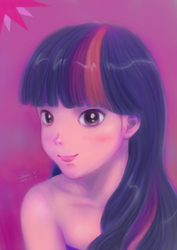Size: 944x1336 | Tagged: safe, artist:laoye, twilight sparkle, human, g4, female, humanized, pixiv, pony coloring, solo