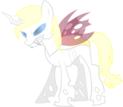 Size: 3000x2625 | Tagged: safe, artist:accu, oc, oc only, oc:aryanne, changeling, albino changeling, angry, blonde, changeling oc, changelingified, growling, horn, sharp teeth, show accurate, simple background, solo, transparent background, vector, white changeling