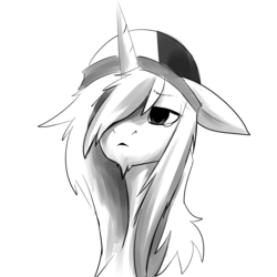 Size: 1280x1280 | Tagged: safe, artist:cymek, oc, oc only, oc:taylorpone, monochrome, solo