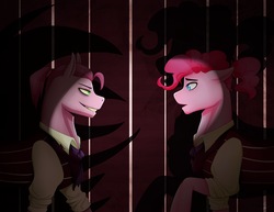 Size: 1024x789 | Tagged: safe, artist:samandriilrf, pinkie pie, g4, bubblini davinci berry, dr jekyll, dr jekyll and mr hyde, duality, duo, horror, mr hyde, pinkamena diane pie, rule 63