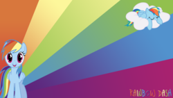 Size: 1920x1080 | Tagged: safe, artist:bluedragonhans, artist:kittyhawk-contrail, artist:versilaryan, edit, rainbow dash, pegasus, pony, g4, cloud, hugpony poses, sleeping, sleepydash, smiling, sunburst background, vector, wallpaper, wallpaper edit