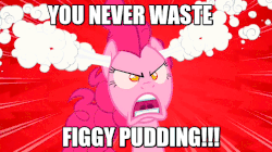 Size: 700x393 | Tagged: safe, edit, edited screencap, screencap, pinkie pie, g4, animated, dragon ball, dragonball z abridged, ear steam, female, figgy pudding, image macro, meme, pinkie promise, quote, rage, solo, team four star