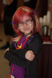 Size: 1080x1620 | Tagged: safe, artist:fishermod, sunset shimmer, human, equestria girls, g4, bronycan, bronycan 2013, convention, cosplay, irl, irl human, photo, solo, target demographic