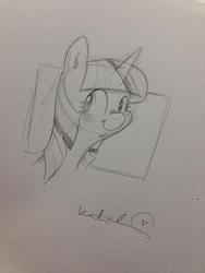 Size: 600x800 | Tagged: safe, artist:katie cook, twilight sparkle, g4, female, monochrome, sketch, solo, traditional art