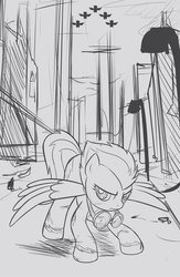 Size: 721x1107 | Tagged: safe, artist:drawponies, spitfire, g4, female, goggles, monochrome, sketch, solo, traditional art, wonderbolts uniform