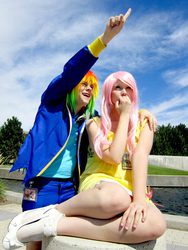 Size: 720x960 | Tagged: safe, fluttershy, rainbow dash, human, g4, cosplay, irl, irl human, photo