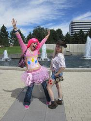 Size: 720x960 | Tagged: safe, artist:cailinmariecosplay, applejack, pinkie pie, human, g4, cosplay, irl, irl human, photo