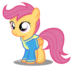 Size: 1209x1139 | Tagged: safe, artist:noah-x3, scootaloo, g4, clothes, cute, cutealoo, female, hoodie, show accurate, simple background, solo, transparent background, vector