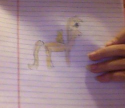 Size: 377x327 | Tagged: safe, artist:gracie_cleopatra, oc, oc only, oc:neon music, blurry, drawing, lined paper, photo, picture taken with a potato, ponysona, quality, stylistic suck, traditional art
