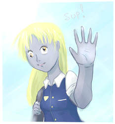 Size: 653x702 | Tagged: safe, artist:usagitoxic, derpy hooves, human, g4, female, humanized, pony coloring, solo