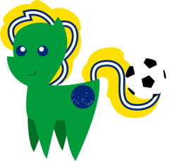 Size: 1083x992 | Tagged: safe, artist:cloudy glow, pony, ball, brazil, football, nation ponies, pointy ponies, simple background, solo, transparent background, world cup