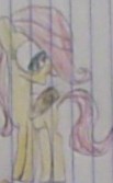 Size: 103x167 | Tagged: safe, artist:gracie_cleopatra, fluttershy, pegasus, pony, g4, cute, female, filly, filly fluttershy, hair over one eye, lined paper, solo, traditional art, younger