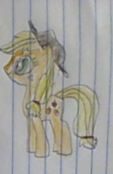 Size: 172x265 | Tagged: safe, artist:gracie_cleopatra, applejack, g4, cute, female, hat, lined paper, solo, traditional art