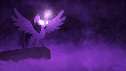 Size: 1920x1080 | Tagged: safe, artist:jamey4, artist:kysss90, twilight sparkle, alicorn, pony, g4, female, glowing eyes, mare, solo, twilight sparkle (alicorn), vector, wallpaper