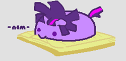 Size: 1024x499 | Tagged: safe, artist:macroscopicponies, twilight sparkle, g4, bibliovore, blob, book, dusk shine, nom, rule 63, solo