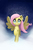 Size: 3729x5573 | Tagged: safe, artist:mraccoon, fluttershy, g4, eye reflection, female, looking up, raised hoof, smiling, snow, snowfall, solo, spread wings