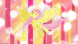 Size: 2560x1440 | Tagged: safe, artist:game-beatx14, artist:utahraptorz-poniez, fluttershy, alicorn, pony, g4, female, fluttercorn, race swap, solo, vector, wallpaper