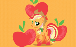 Size: 1952x1212 | Tagged: safe, artist:jakeneutron, artist:melbunnie24, applejack, g4, cutie mark, female, rainbow power, solo, wallpaper