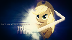 Size: 2560x1440 | Tagged: safe, artist:jennieoo, artist:rdbrony16, artist:visualizationbrony, applejack, g4, collaboration, female, show accurate, solo, vector, wallpaper