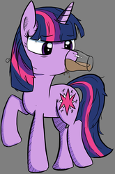 Size: 996x1510 | Tagged: safe, artist:flutteriot, twilight sparkle, g4, chocolate milk, cup, drinking, female, horse problems, solo, stuck, this will end in spilled milk, update