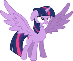 Size: 10000x8317 | Tagged: safe, artist:kysss90, twilight sparkle, alicorn, pony, g4, twilight's kingdom, .svg available, absurd resolution, angry, ears back, female, glare, gritted teeth, mare, simple background, solo, spread wings, transparent background, twilight sparkle (alicorn), vector