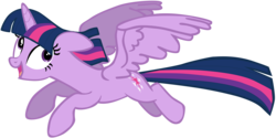 Size: 9824x4930 | Tagged: safe, artist:flutterflyraptor, twilight sparkle, alicorn, pony, g4, absurd resolution, female, flying, mare, simple background, solo, transparent background, twilight sparkle (alicorn), vector