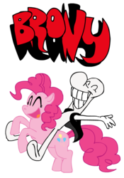 Size: 630x900 | Tagged: safe, artist:roughsketch897, pinkie pie, g4, bone (comic), riding, smiley bone