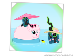 Size: 650x500 | Tagged: safe, artist:mixermike622, queen chrysalis, oc, oc:fluffle puff, g4, chrysalis plushie, plushie, swimming