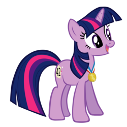 Size: 4000x4000 | Tagged: dead source, safe, artist:theimortalis42, twilight sparkle, pony, unicorn, fall weather friends, g4, absurd resolution, female, mare, medal, simple background, solo, transparent background, unicorn twilight, vector