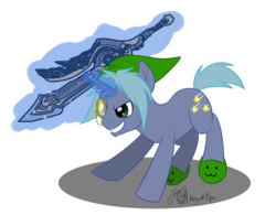 Size: 1174x918 | Tagged: safe, artist:cat-cly, oc, oc only, pony, unicorn, :3, dual blade, hat, monocle, rule 63, solo