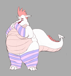 Size: 1304x1401 | Tagged: safe, artist:calorie, fizzle, dragon, g4, bhm, clothes, fat, male, morbidly obese, obese, socks, solo