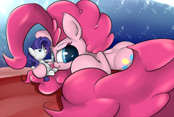 Size: 1280x866 | Tagged: safe, artist:madacon, pinkie pie, rarity, earth pony, pony, g4, doll, female, mare, plushie, solo