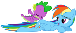 Size: 1201x535 | Tagged: artist needed, safe, edit, rainbow dash, spike, dragon, pegasus, pony, g4, butt kiss, female, flank, from behind, kissing, male, mare, ship:rainbowspike, shipping, straight