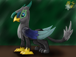 Size: 800x600 | Tagged: safe, artist:14silverlining, artist:hailfire, griffon, profile, smiling, solo