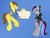 Size: 2600x2000 | Tagged: safe, artist:kittyspirit1, pony, bipedal, blue background, dialogue, emmet brickowski, high res, lego, ponified, simple background, the lego movie, wyldstyle