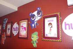 Size: 600x402 | Tagged: safe, pinkie pie, twilight sparkle, g4, blythe baxter, frame, hub logo, irl, littlest pet shop, penny ling, photo, russell ferguson, sunil nevla, vinnie terrio