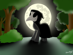 Size: 1024x768 | Tagged: safe, artist:green-forest48, oc, oc only, pony, moon, plague doctor, plague doctor mask, solo