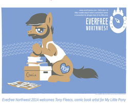 Size: 603x490 | Tagged: safe, oc, oc only, oc:tony fleecs, pony, everfree northwest, 2014, convention, everfree northwest 2014, ponified, promo, solo, tony fleecs