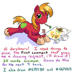 Size: 926x900 | Tagged: safe, artist:gsphere, big macintosh, braeburn, g4, male, meta, painting, solo, text